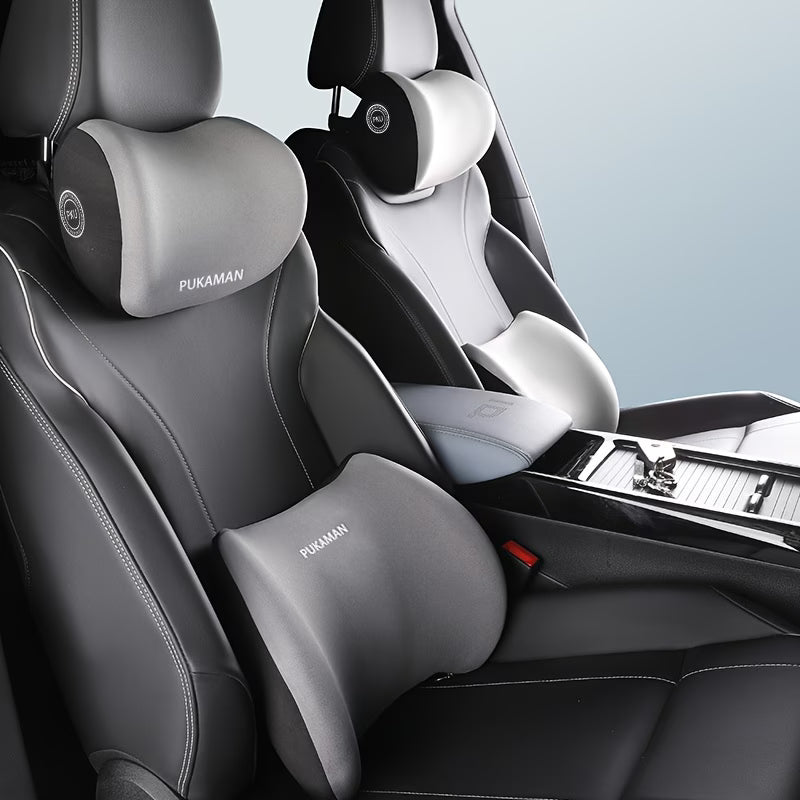 Car Headrest and Lumbar Cushion Set Ergonomic Neck and Back Support Pillow for Driving Comfort-4