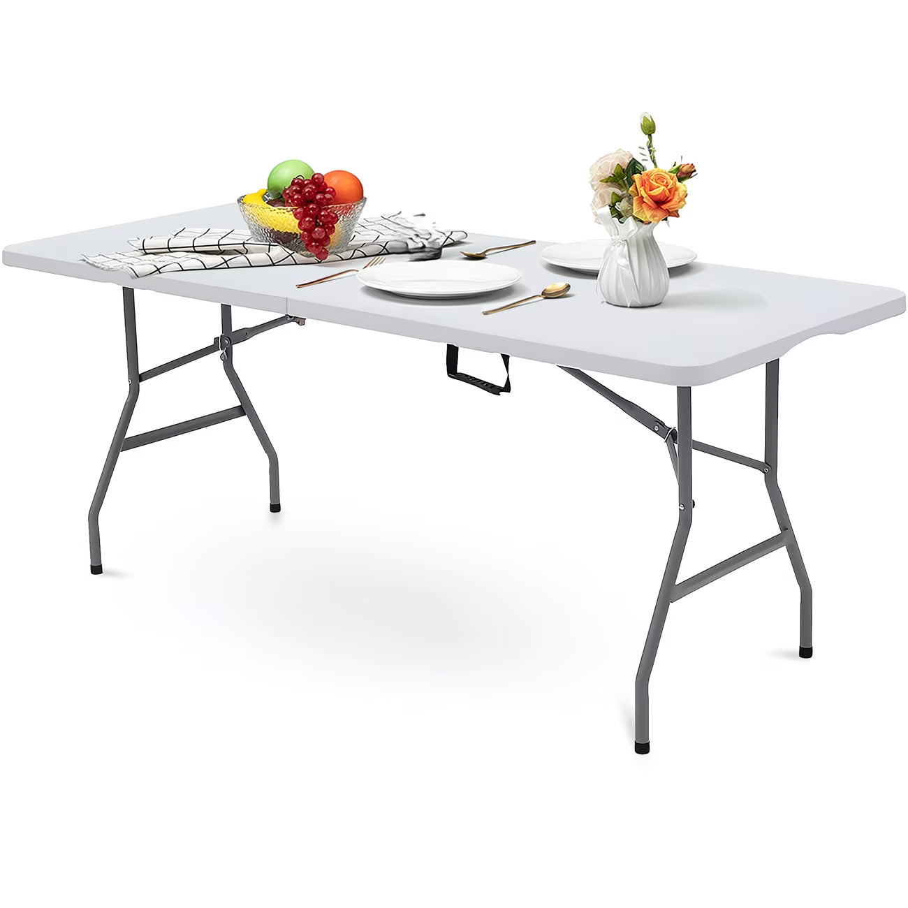 6ft Folding Trestle Table – Portable Camping, Party, Picnic, BBQ & Indoor Outdoor Use