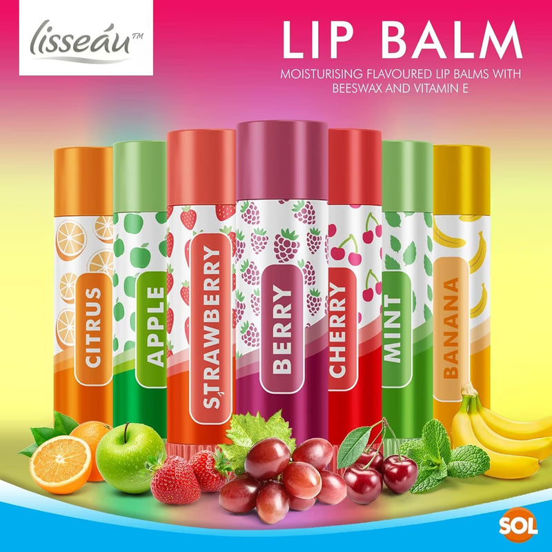 7 Pack Fruity Lip Balm Set with Beeswax & Vitamin E Moisturising Lip Care Sticks-1