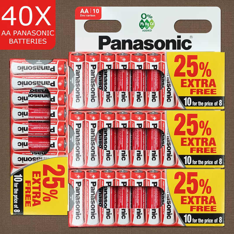 Panasonic AA Zinc Batteries 40 Pack – R6 1.5V Carbon Cells for Clocks, Remotes & Low-Drain Devices-1