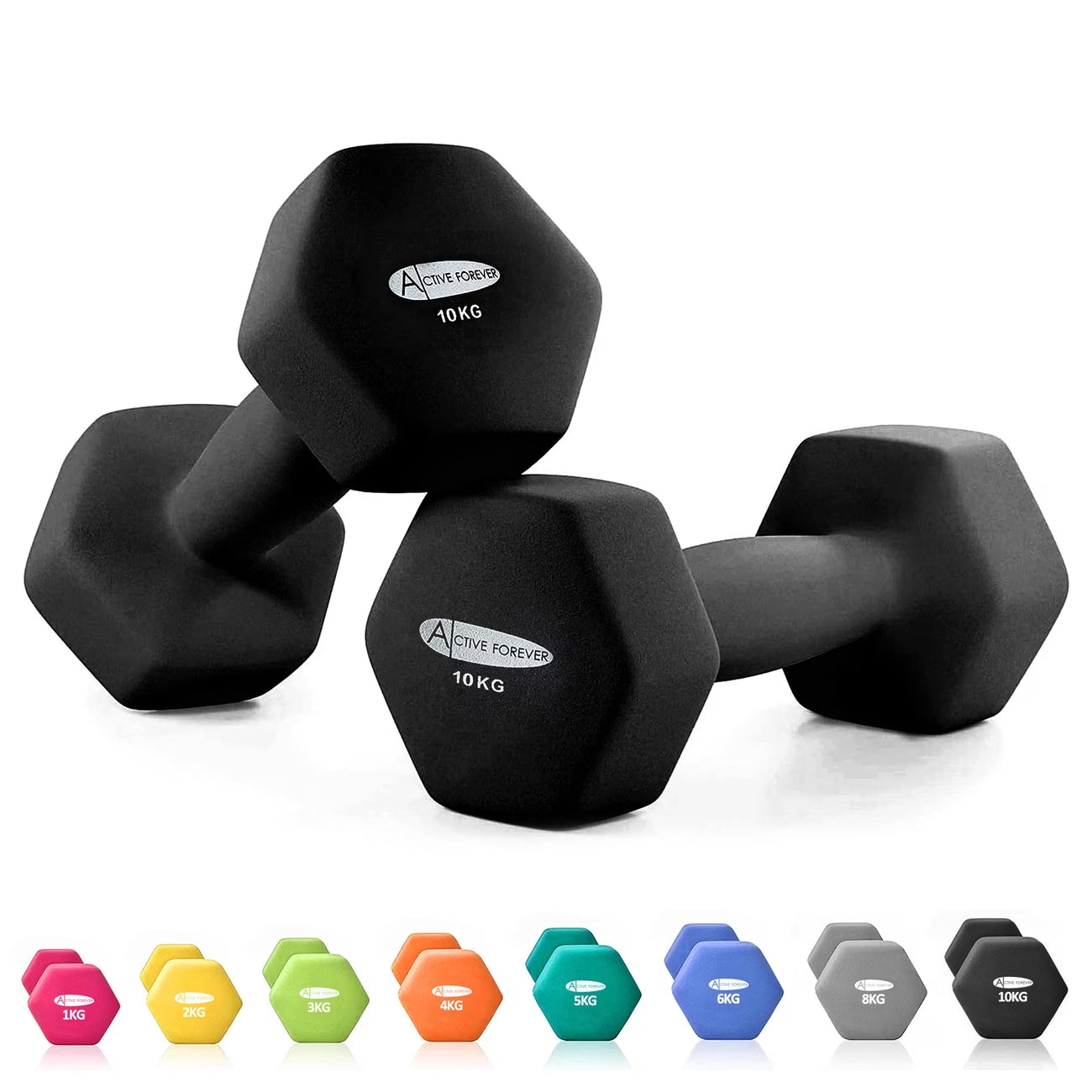 Hex Neoprene Dumbbells Set Pair Non Slip Home Gym Weights 1kg–10kg Options-5