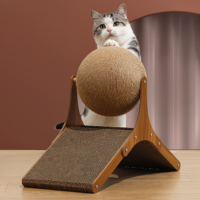 Sisal Cat Scratching Ball Toy with Rotating Ferris Wheel Base – Interactive Cat Scratcher & Play Tower for Indoor Cats-4