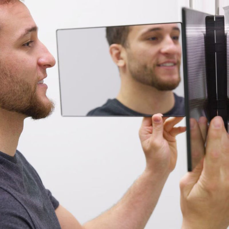 3 Way Rotating Folding Mirror for Self Haircut – Adjustable Trifold Vanity Mirror with Hooks (Black/White)-13