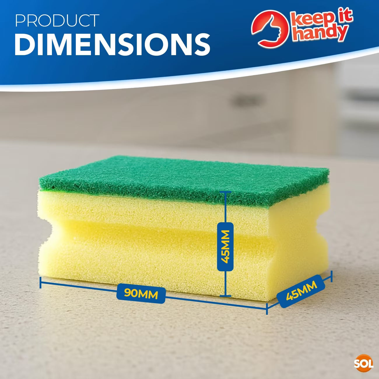 10 Pack Kitchen Scourers with Finger Grip – Non-Scratch Heavy Duty Cleaning Sponges for Dishes, Pots, Pans & Household Surfaces-8