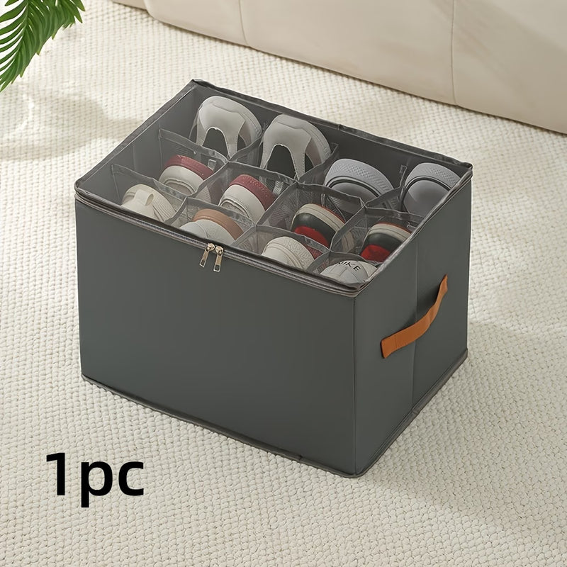 Foldable Oxford Cloth Storage Boxes – Large Capacity Under-Bed Shoe & Clothes Organizer with Transparent Dust Cover (1/2 Pack)-1