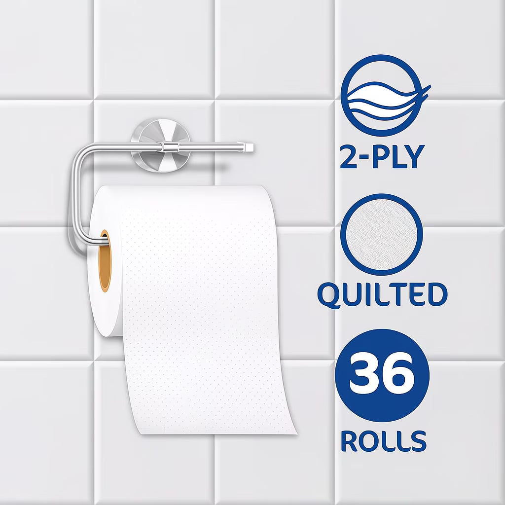 36 Pack 2-Ply Toilet Rolls – Soft & Strong White Bathroom Tissue, Septic Safe Bulk Value Toilet Paper-2