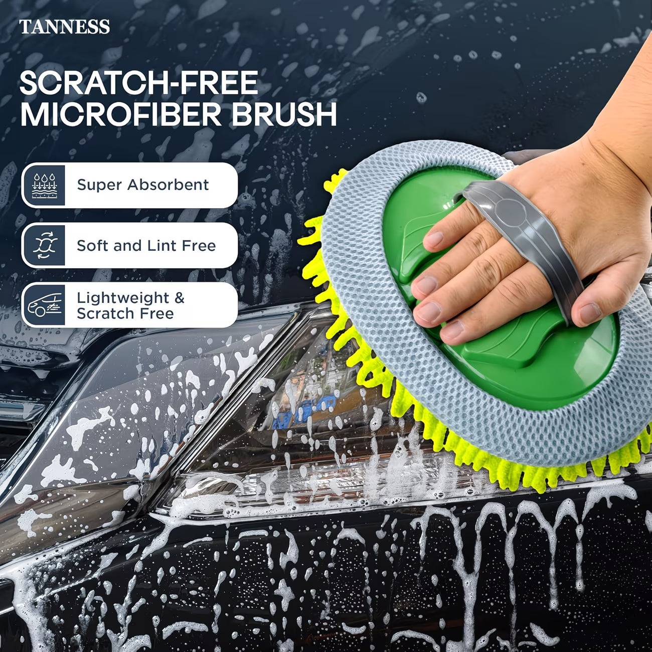 TANNESS Caravan Car Wash Mop Kit – Extendable Handle, Scratch-Free Microfibre Mop with 2 Heads-6