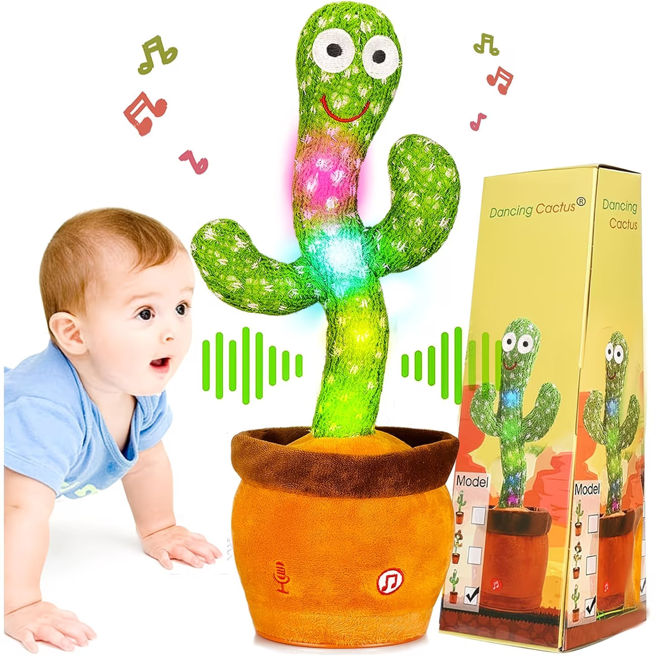 Dancing & Talking Plant Toy with Lights – Singing, Repeating Interactive Toy, Rechargeable Battery, Fun Christmas & Birthday Gift