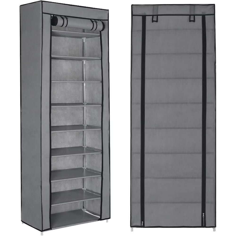 10 Tier Shoes Rack with Dustproof Cover, Shoe Storage Cabinet, Shoe Organizer, Easy to Assemble, Hold up to 25-30 Pairs-6