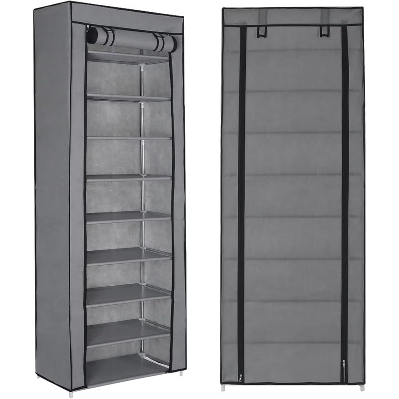 10 Tier Shoes Rack with Dustproof Cover, Shoe Storage Cabinet, Shoe Organizer, Easy to Assemble, Hold up to 25-30 Pairs-6