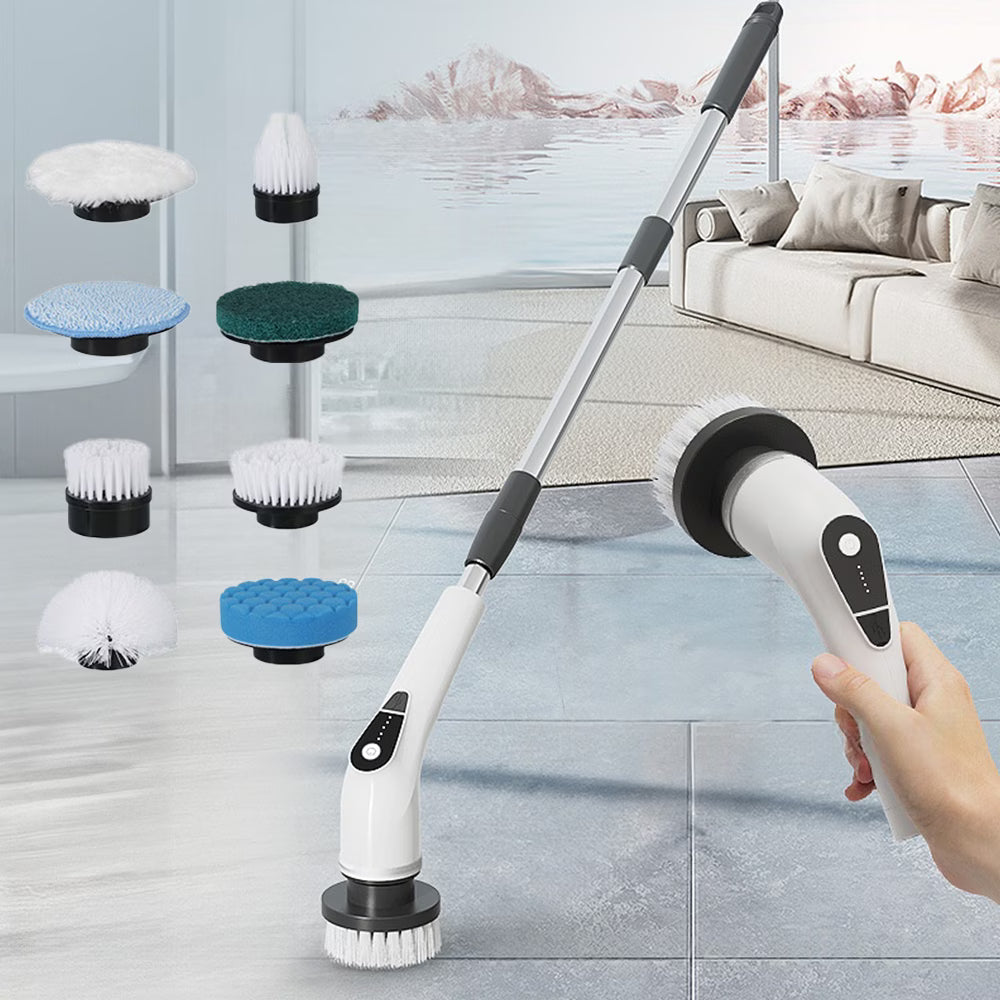 9-in-1 Cordless Electric Spin Scrubber with 8 Brush Heads & Handle for Bathroom Tile Floor Car-1
