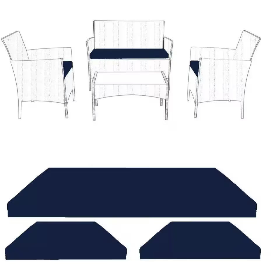 3 Piece Rattan Garden Furniture Cushion Set Waterproof Seat Pads for Patio Sofa & Chairs Outdoor