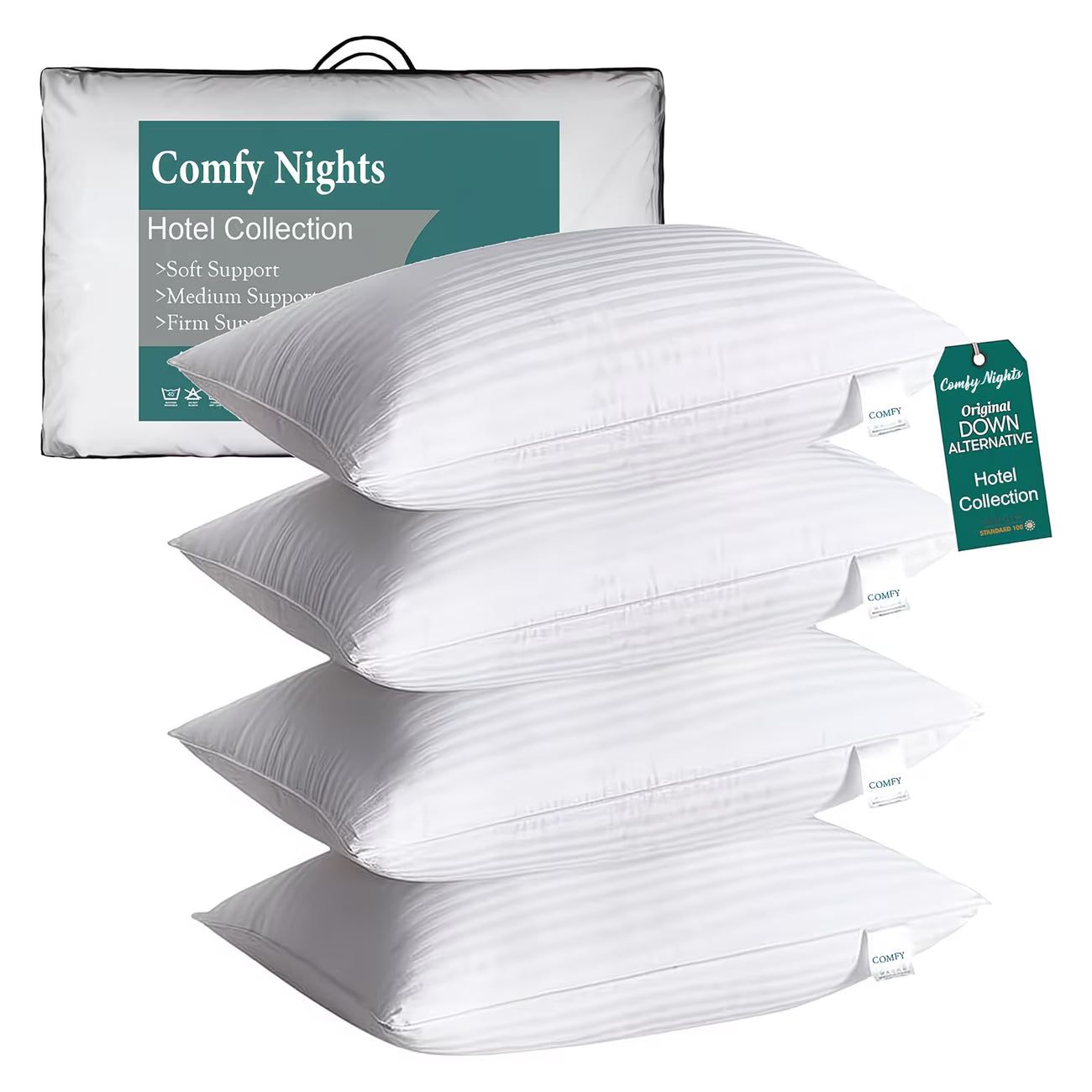 Hotel Quality Bed Pillows Pack of 4 – Premium Bounce Back Side Sleeper Pillows