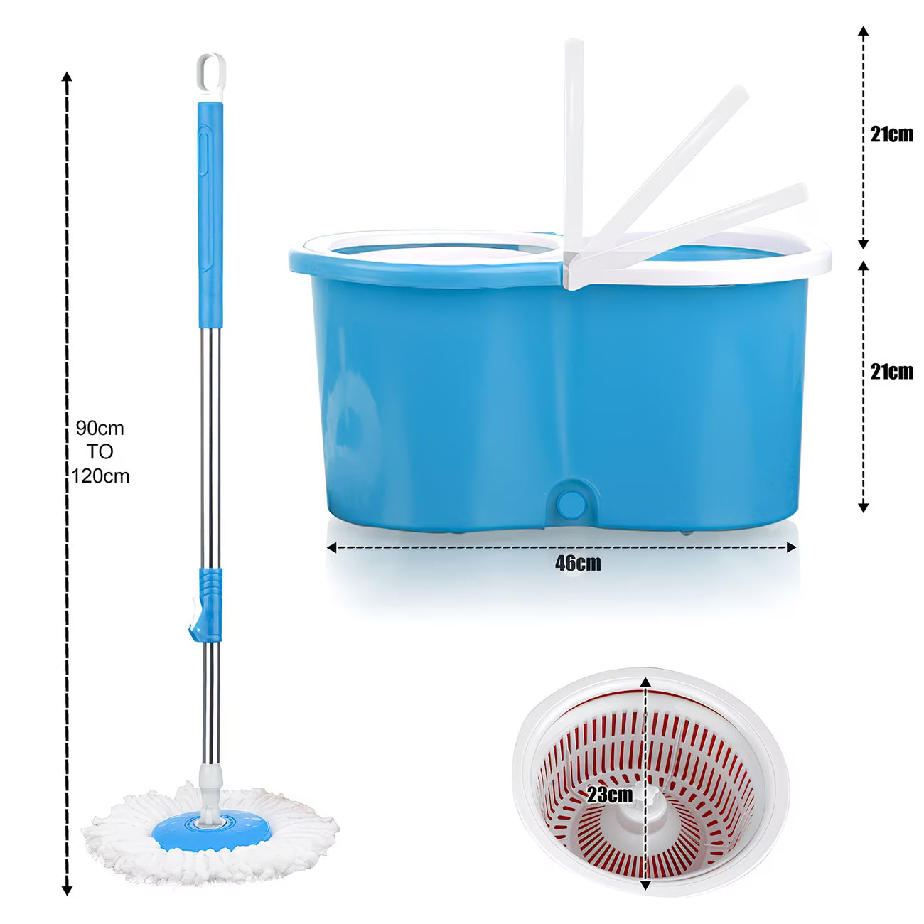 360° Spin Mop & Bucket Set with Wringer – Easy Wring Floor Cleaning System, Reusable Microfiber Mop Heads for Home, Bathroom & Kitchen-8