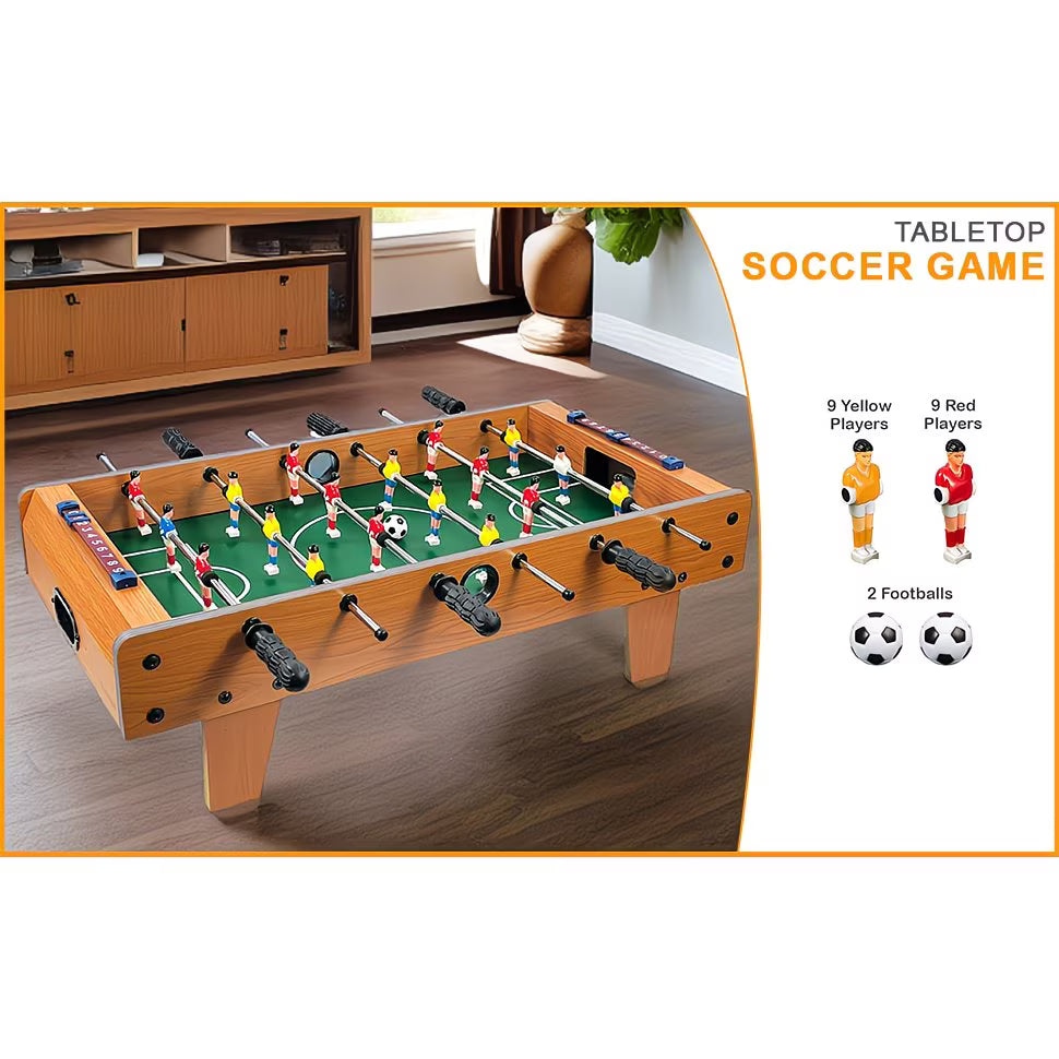 Wooden Table Football Game – Mini Tabletop Foosball Soccer Set with Accessories, Family Party Game & Christmas Gift Idea-4