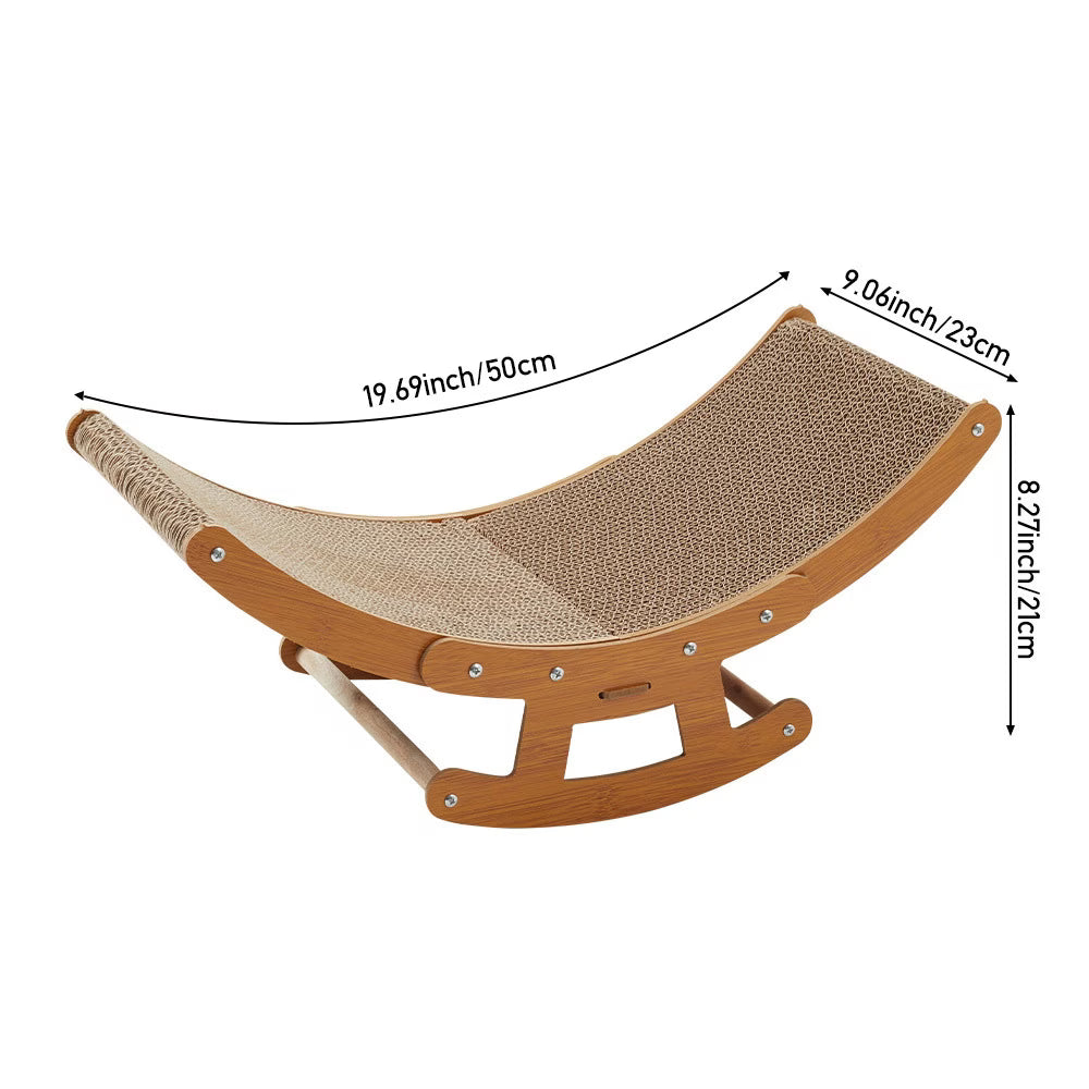 Rocking Chair Cat Scratcher Cardboard Lounge Bed Durable Cat Scratching Board Furniture Protector Brown-3