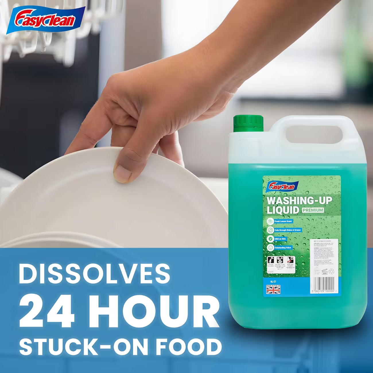 EasyClean Washing Up Liquid 5L Refill – Lemon Non-Bio Dish Wash Cleaner for Kitchens-4
