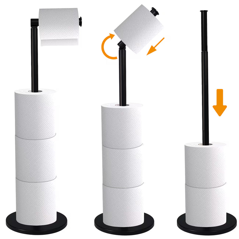 Free Standing Toilet Roll Holder with Storage – 2-in-1 Stainless Steel Toilet Paper Stand-14