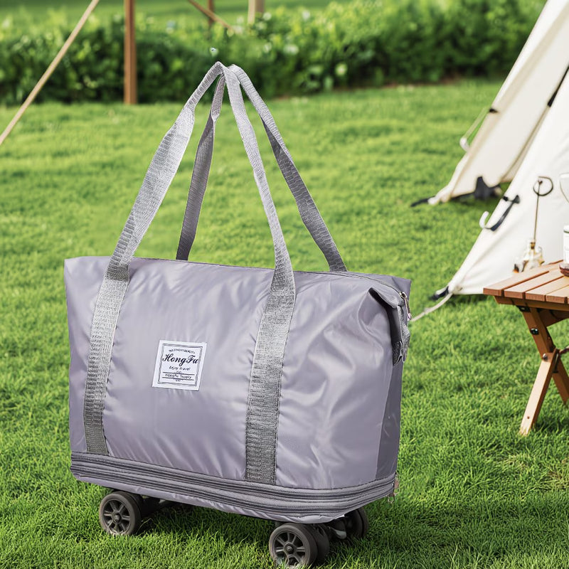 Expandable Rolling Duffel Bag with Detachable Wheels – Foldable Travel Bag with 360° Spinner Wheels, Wet & Dry Compartment, Carry-On Luggage for Men & Women-24
