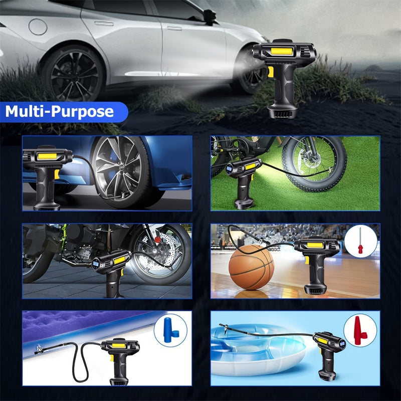 Cordless Tire Inflator Air Pump Portable Compressor with Digital Gauge LED USB-C for Car Bike-10