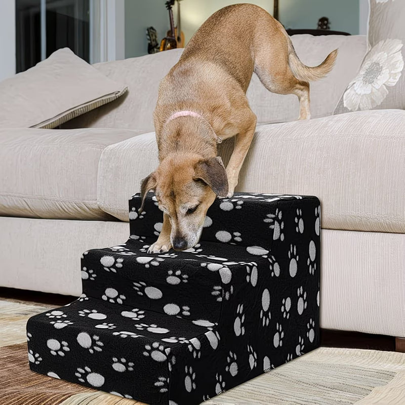 3-Step Dog Stairs for Bed – Non-Slip Pet Steps with Washable Plush Cover, Pet Ladder for Dogs & Cats-9