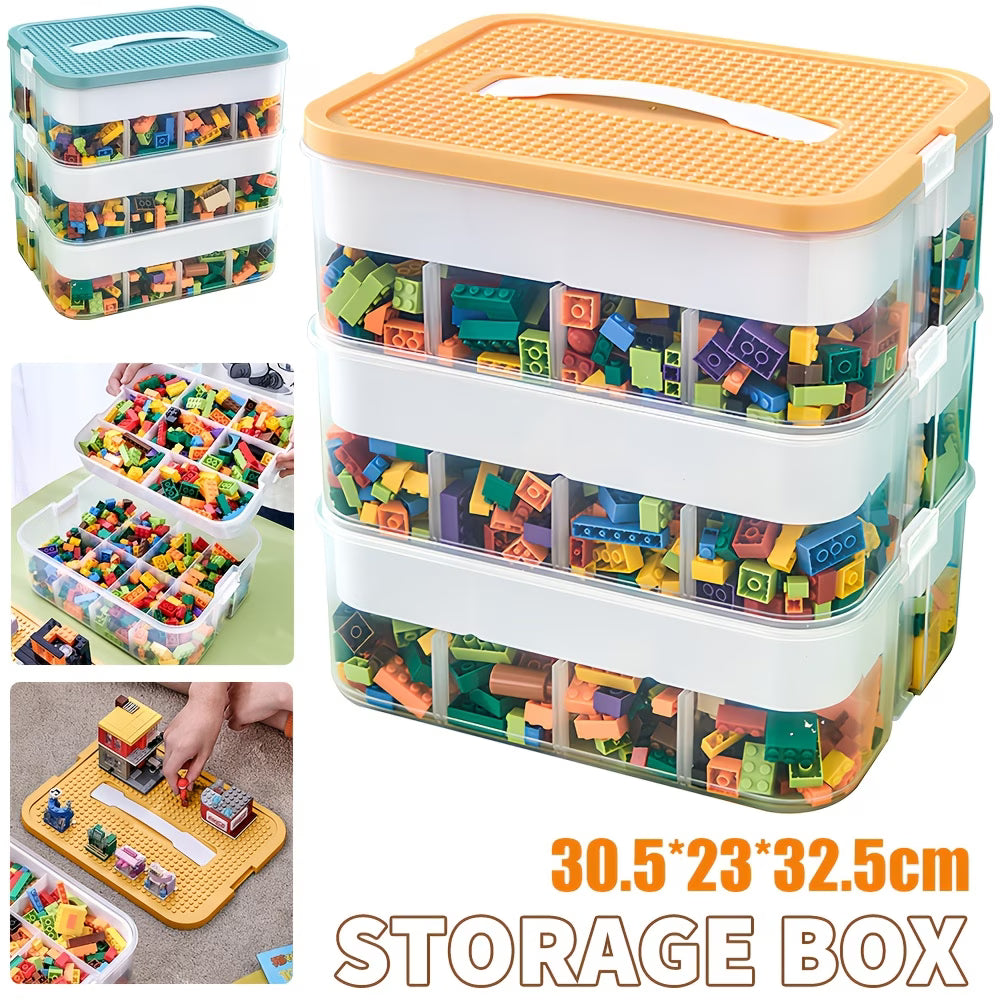 3 Tier Plastic Storage Organizer Box with Dividers Clear Craft Beads Jewellery Toy Storage Container-6