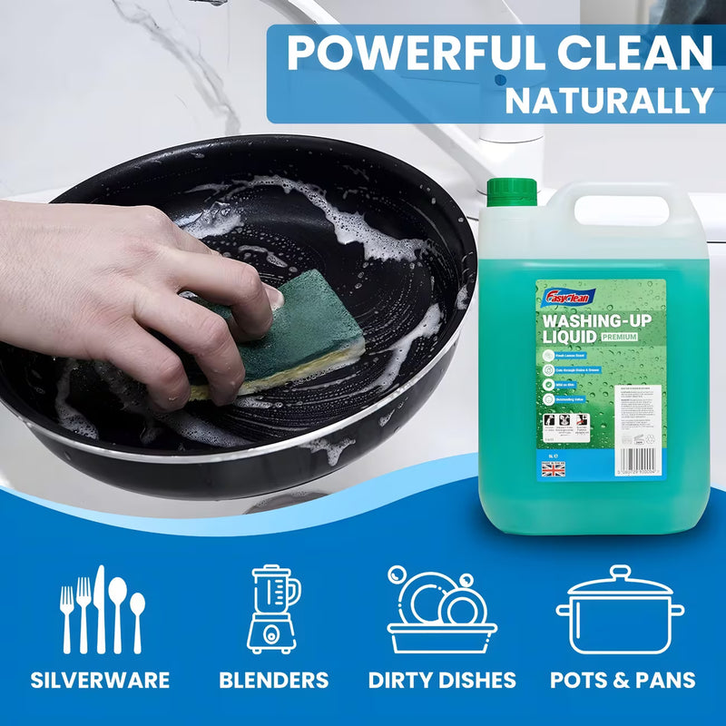 EasyClean Washing Up Liquid 5L Refill – Lemon Non-Bio Dish Wash Cleaner for Kitchens-3