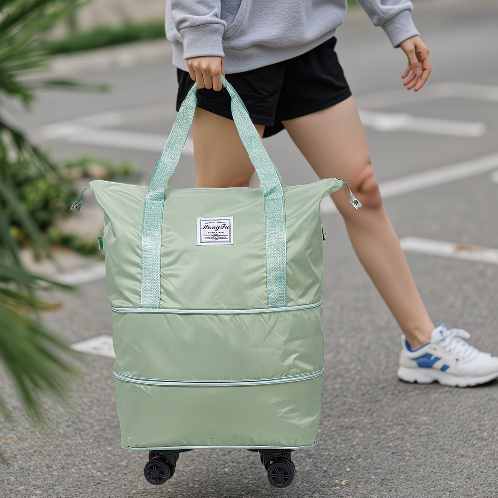 Expandable Rolling Duffel Bag with Detachable Wheels – Foldable Travel Bag with 360° Spinner Wheels, Wet & Dry Compartment, Carry-On Luggage for Men & Women-37