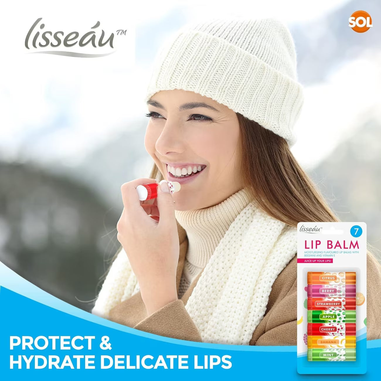 7 Pack Fruity Lip Balm Set with Beeswax & Vitamin E Moisturising Lip Care Sticks-5