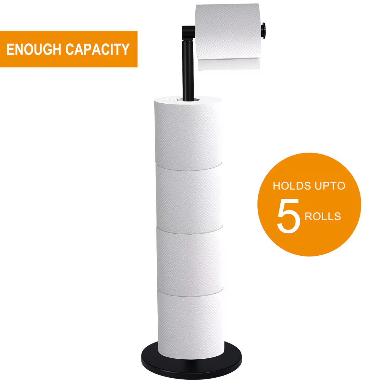 Free Standing Toilet Roll Holder with Storage – 2-in-1 Stainless Steel Toilet Paper Stand-16