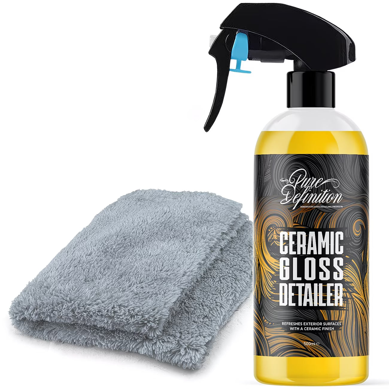 Ceramic Gloss Detailer Spray 500ml – SiO₂ Car Paint Sealant, High Shine Water Repellent & UV Protection