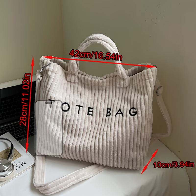 Women Large Capacity Shoulder Tote Bag Soft Solid Color Handbag with Adjustable Strap-3