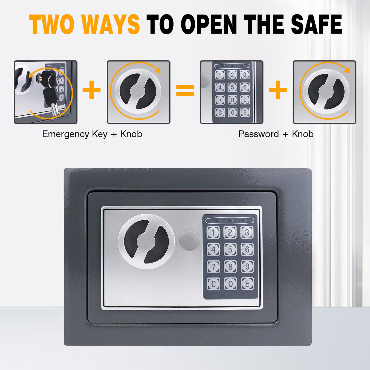 Digital Electronic Safe Box with Key & PIN – Small Wall Safe with Double Bolt Lock for Cash, Jewelry, Documents & Home/Office Security-5