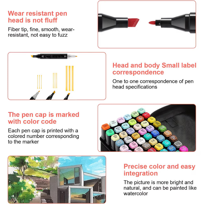 80 / 100 Colour Alcohol Markers Set – Dual Tip Art Pens with Carry Case for Drawing & Sketching-10