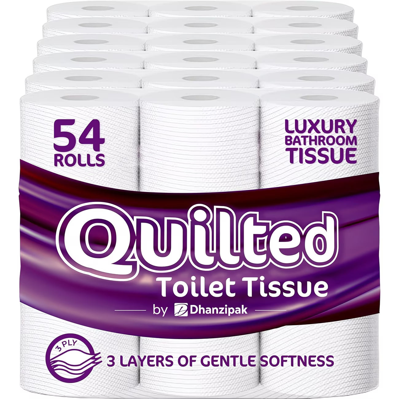 54 Rolls 3-Ply Toilet Paper – Premium Quilted, Soft, Strong & Highly Absorbent Toilet Tissue