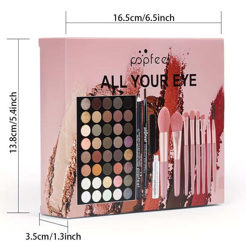 40 Color Eyeshadow Palette Makeup Set with Mascara, Eyeliner Brush & Brow Pencil – Beginner Makeup Kit Gift-2