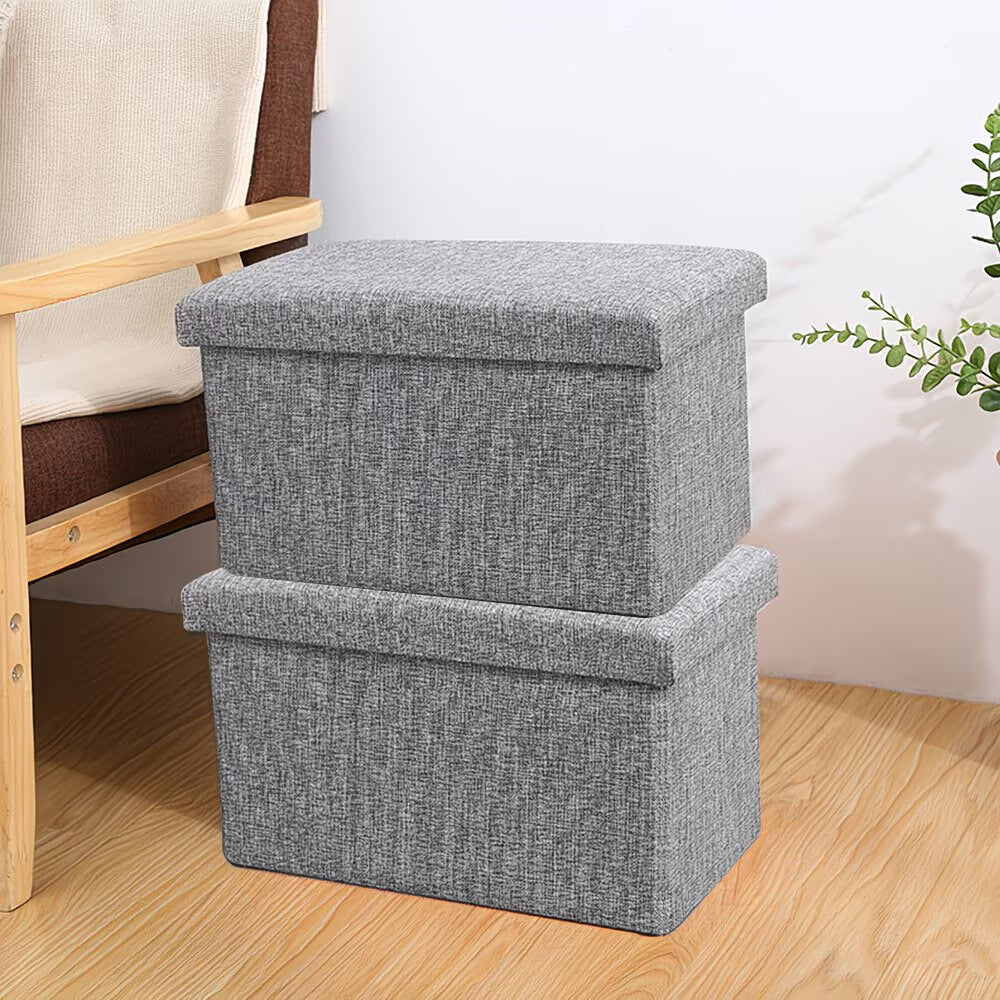 Folding Storage Footstool Ottoman with Lid – Multifunctional Seat & Shoe Bench Storage Box for Bedroom, Hallway & Living Room-7