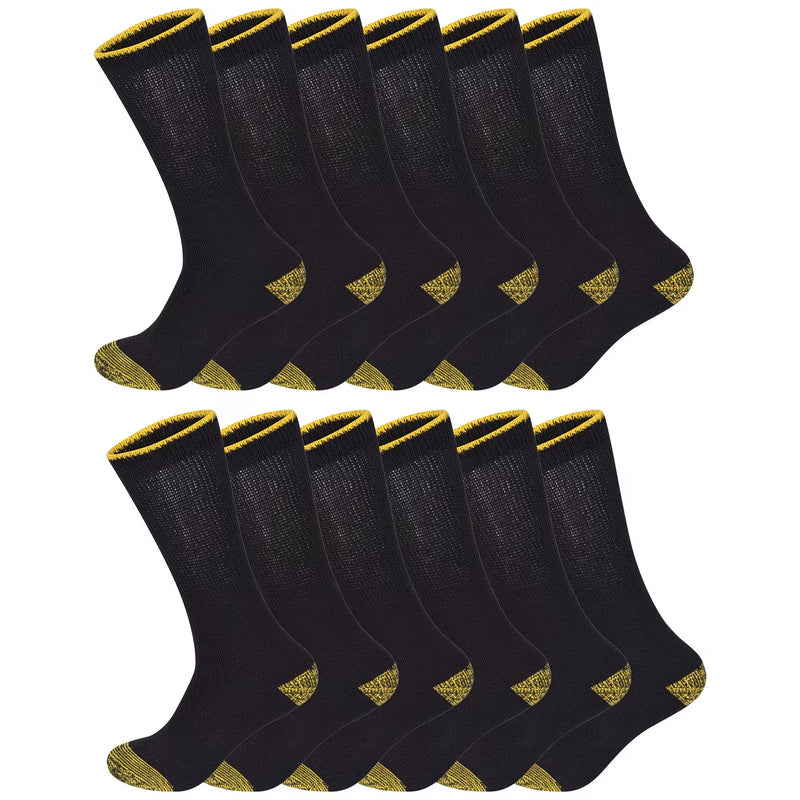 ELAFY Men’s Work Socks Pack of 5 – Cotton Rich Cushioned Crew Socks with Reinforced Heel & Toe, Size 6–11-5