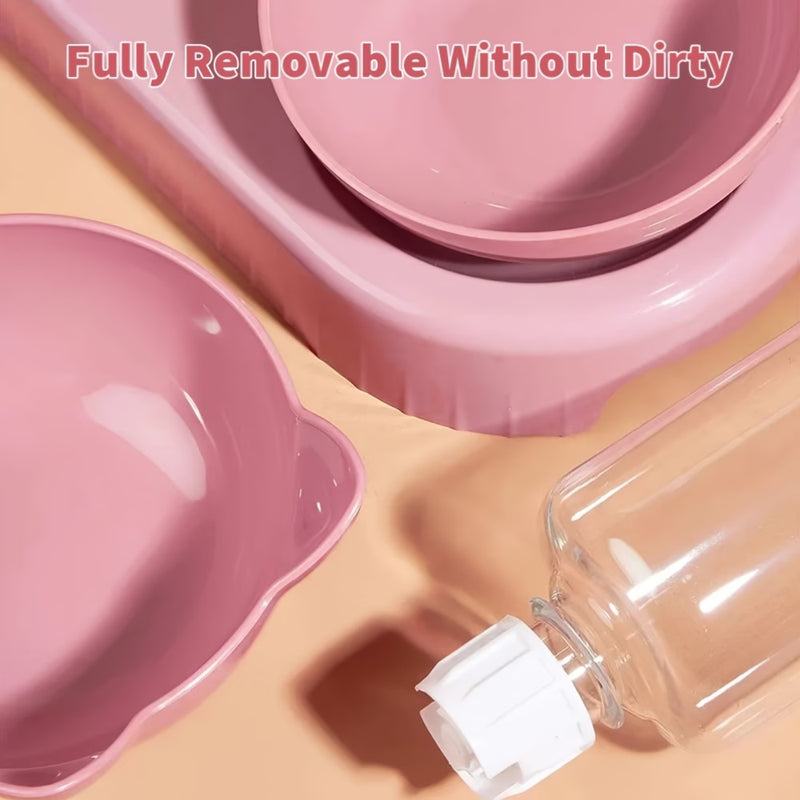 3-in-1 Raised Cat Bowl with Automatic Water Dispenser 500ml – Double Pet Food Bowls for Cats & Small Dogs-10