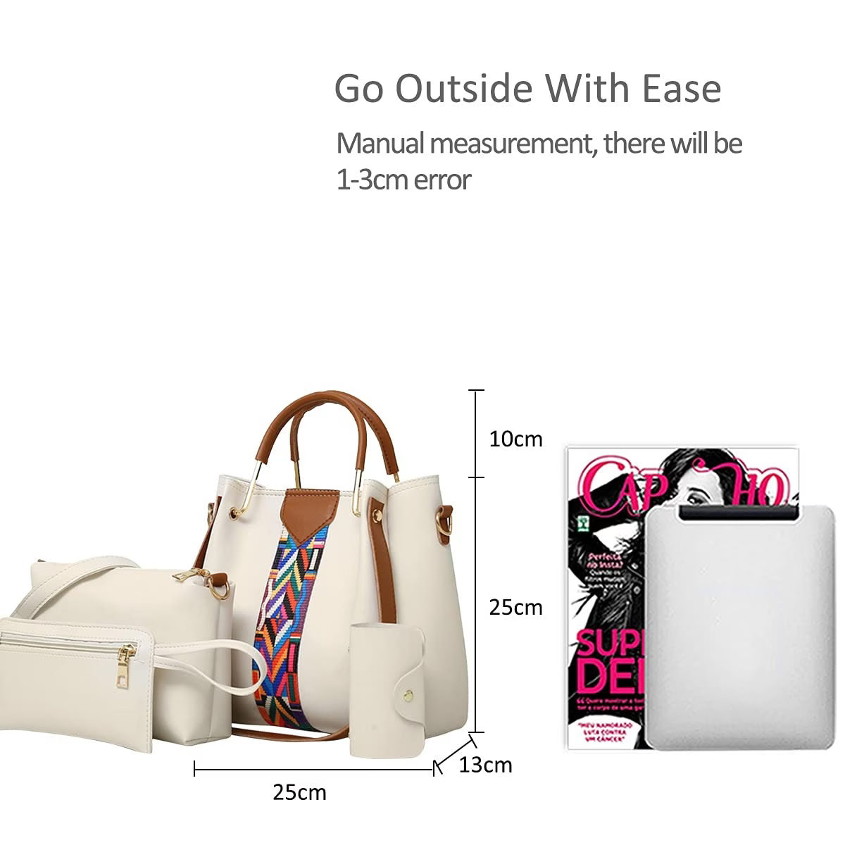 4 Piece Women Handbag Set Faux Leather Tote Shoulder Crossbody Bag Purse Wallet Card Holder-3