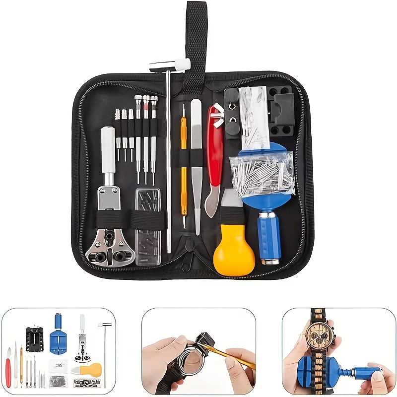 147pcs Watch Repair Tool Kit Band Strap Link Remover Back CaseOpener Screwdriver-4