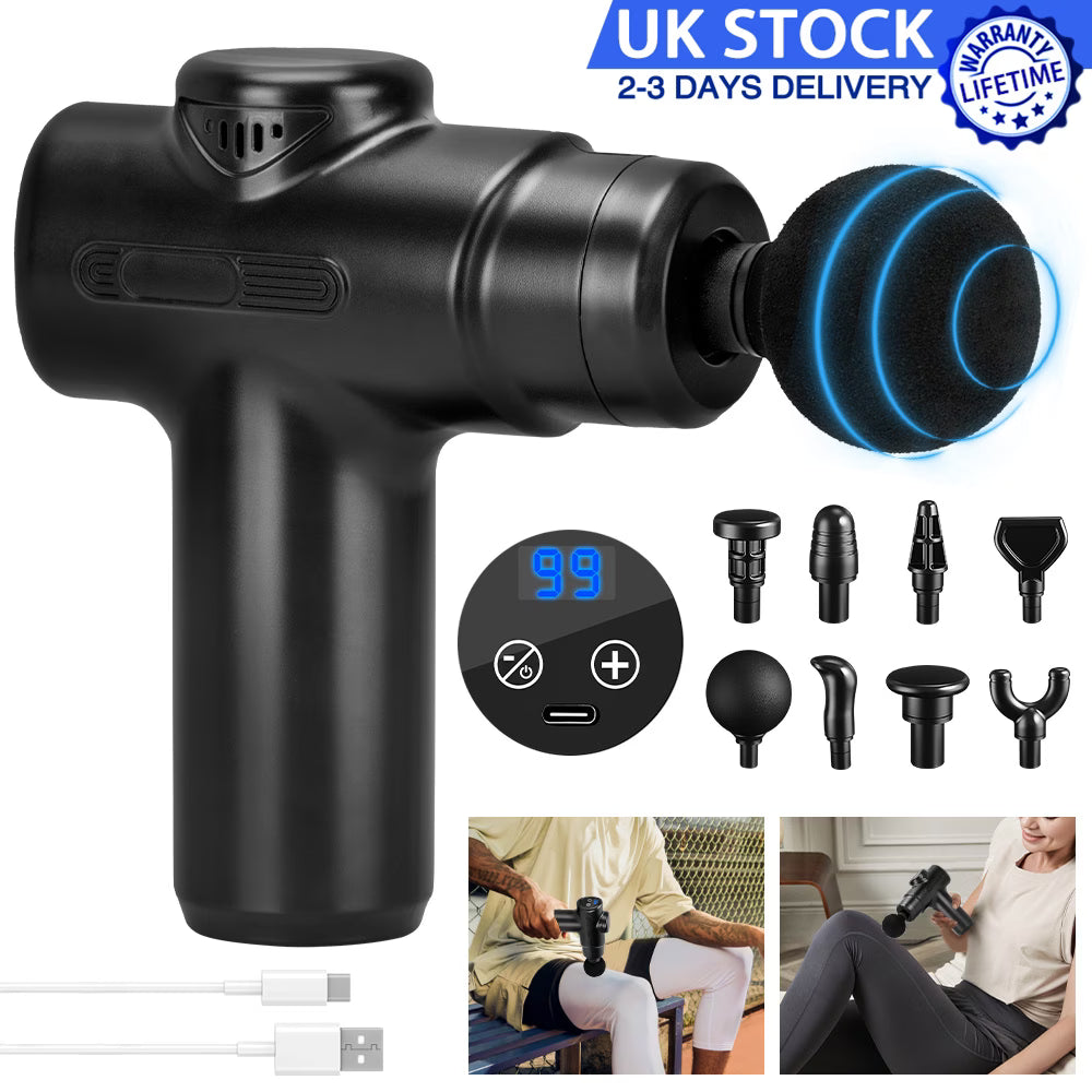 Mini Portable Neck Massager Gun with 8 Heads, USB Rechargeable Fascia Muscle Relaxation Device ProX1