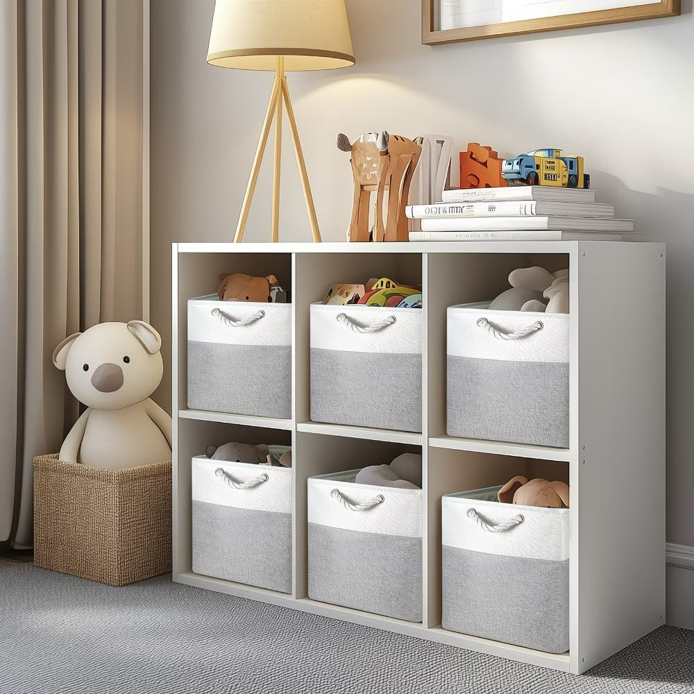 4x Collapsible Fabric Storage Baskets 33x33x38cm – Shelf & Wardrobe Organiser with Handles-11
