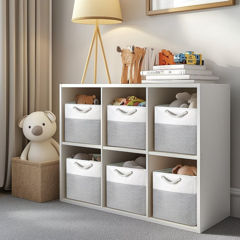 4x Collapsible Fabric Storage Baskets 33x33x38cm – Shelf & Wardrobe Organiser with Handles-11