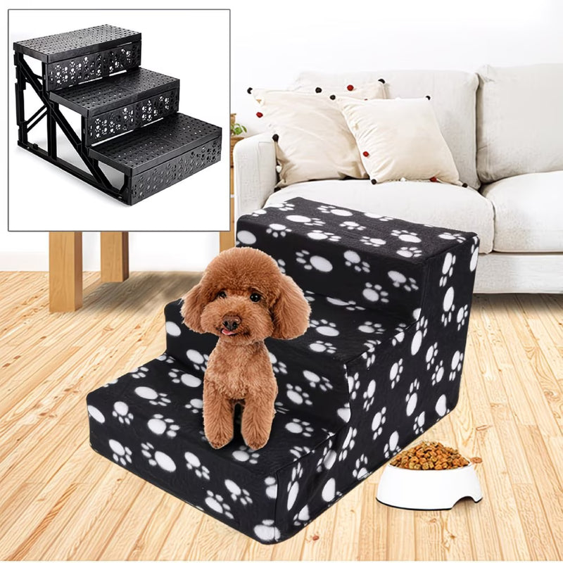 3-Step Dog Stairs for Bed – Non-Slip Pet Steps with Washable Plush Cover, Pet Ladder for Dogs & Cats-11