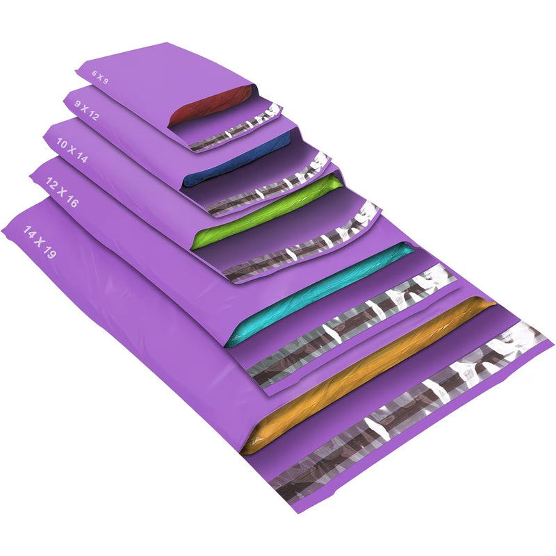 50 Pack Purple Mailing Bags Mixed Sizes – Waterproof Self Seal Poly Postal Bags for Shipping & Packaging-1