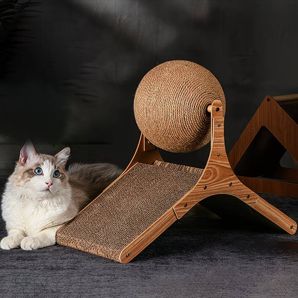 Sisal Cat Scratching Ball Toy with Rotating Ferris Wheel Base – Interactive Cat Scratcher & Play Tower for Indoor Cats-9