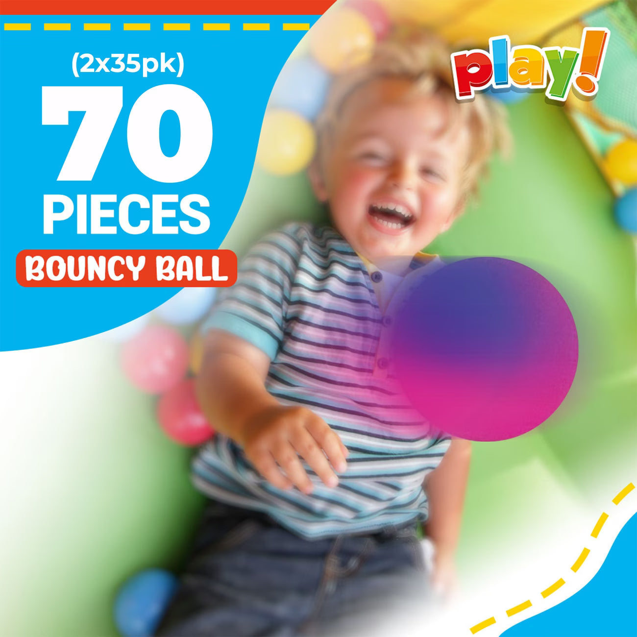 35 or 70 Pack Rubber Bouncy Balls 24mm Kids Party Bag Fillers Colourful High Bounce Toy Set-10