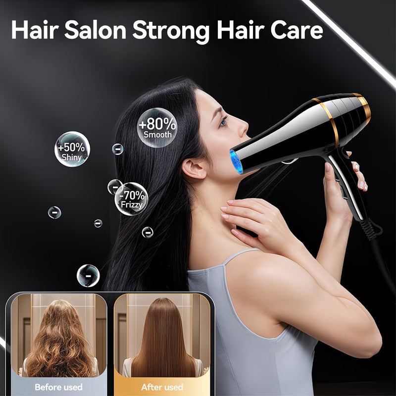 1800W Negative Ion Hair Dryer with Precise Heat Control & Detachable Nozzle – Quiet UK Plug Hairdryer (Black)-8