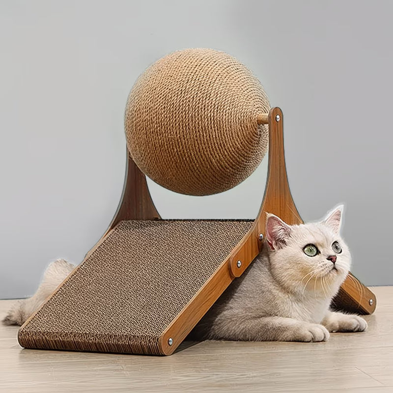 Sisal Cat Scratching Ball Toy with Rotating Ferris Wheel Base – Interactive Cat Scratcher & Play Tower for Indoor Cats-1